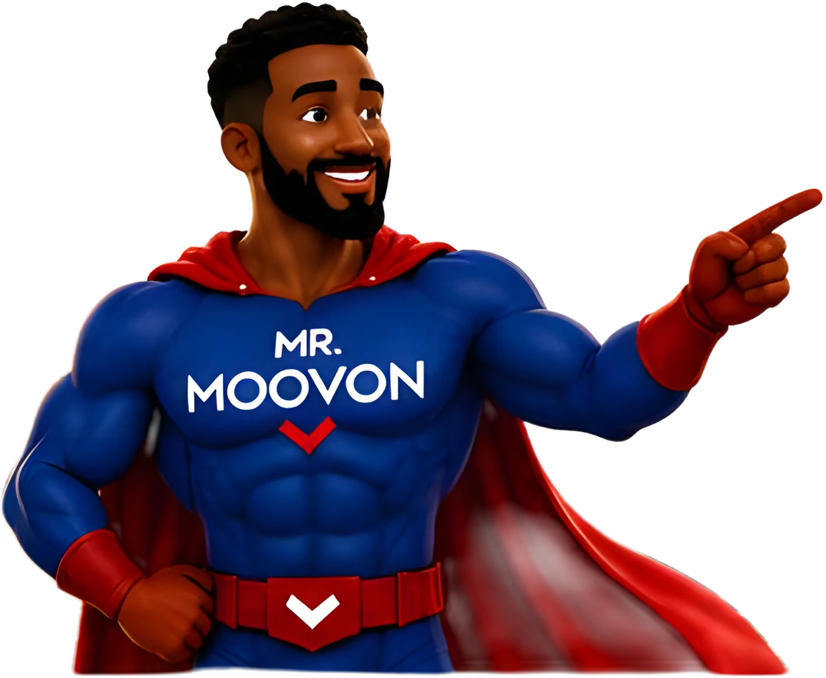 Mr. Moovon pointing towards the Accra skyline and the Black Star Gate.